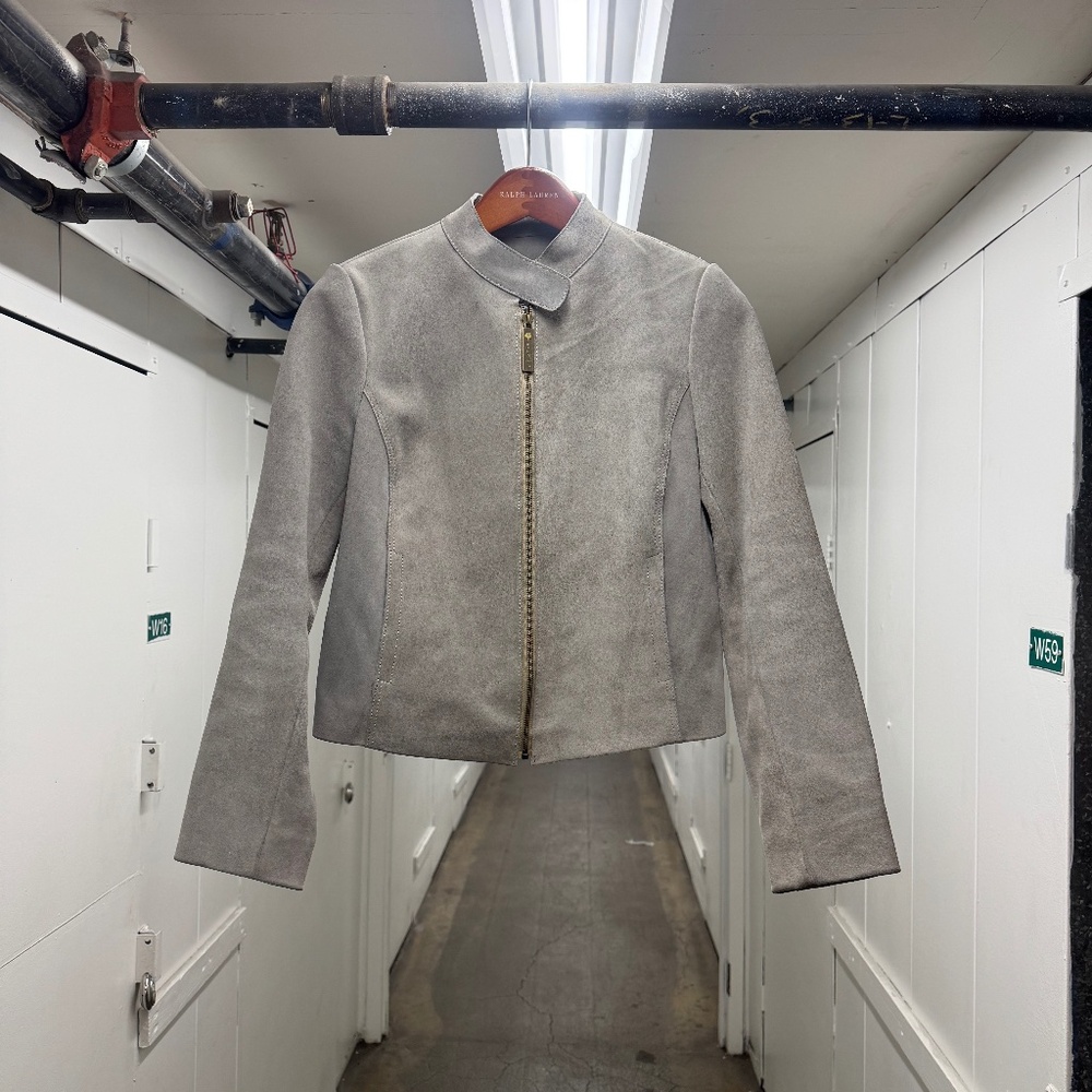 Genuine Suede Zip Designer Jacket NYFW Sample
